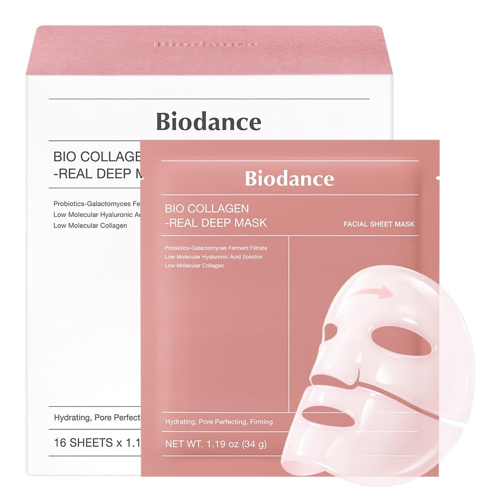 image:imageBIODANCE BioCollagen Real Deep Mask Hydrating Overnight Hydrogel Face Mask Pore Minimizing Elasticity Plumping Travel Essentials amp Self Care Gifts for Women Korean Skin Care 119oz34g x 4eaCollagen