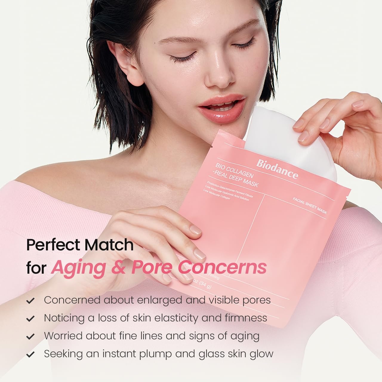image:imageBIODANCE BioCollagen Real Deep Mask Hydrating Overnight Hydrogel Face Mask Pore Minimizing Elasticity Plumping Travel Essentials amp Self Care Gifts for Women Korean Skin Care 119oz34g x 4eaCollagen