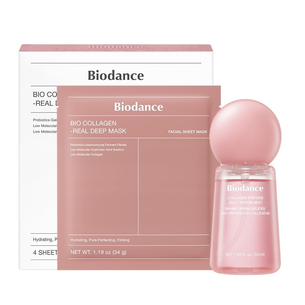 image:imageBIODANCE 247 Collagen Glow Set Collagen Peptide Jelly Serum Mist 169 floz amp BioCollagen Real Deep Mask 4 Sheets Sprayable Hydrogel amp Overnight Hydrating Face Mask for Firming amp Plumping