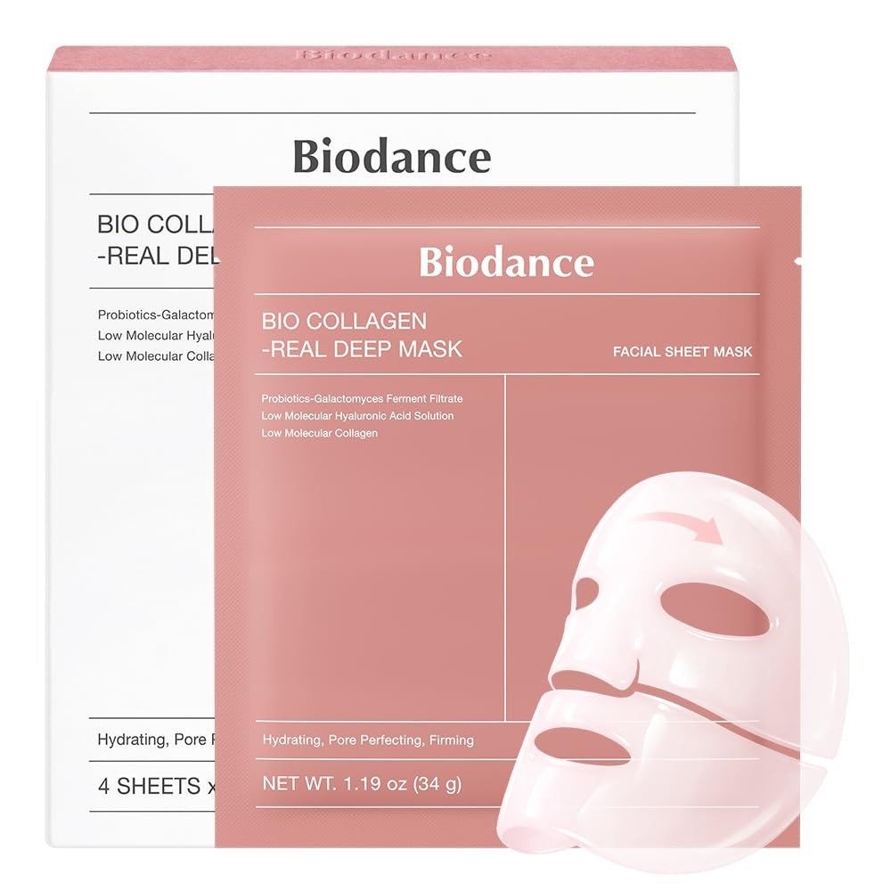 image:imageBIODANCE BioCollagen Real Deep Mask Hydrating Overnight Hydrogel Face Mask Pore Minimizing Elasticity Plumping Travel Essentials amp Self Care Gifts for Women Korean Skin Care 119oz34g x 4eaCollagen