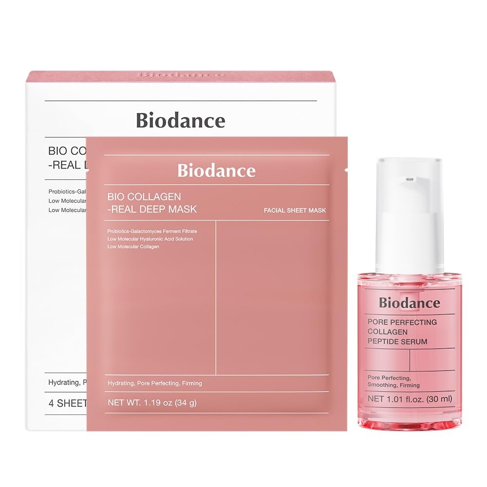 image:imageBIODANCE Collagen Duo Bio Collagen Real Deep Mask amp Collagen Peptide Serum Pink Duo Bundle for Glass Skin Plumping Hydration Firming Korean Skin Care Skin Care Set