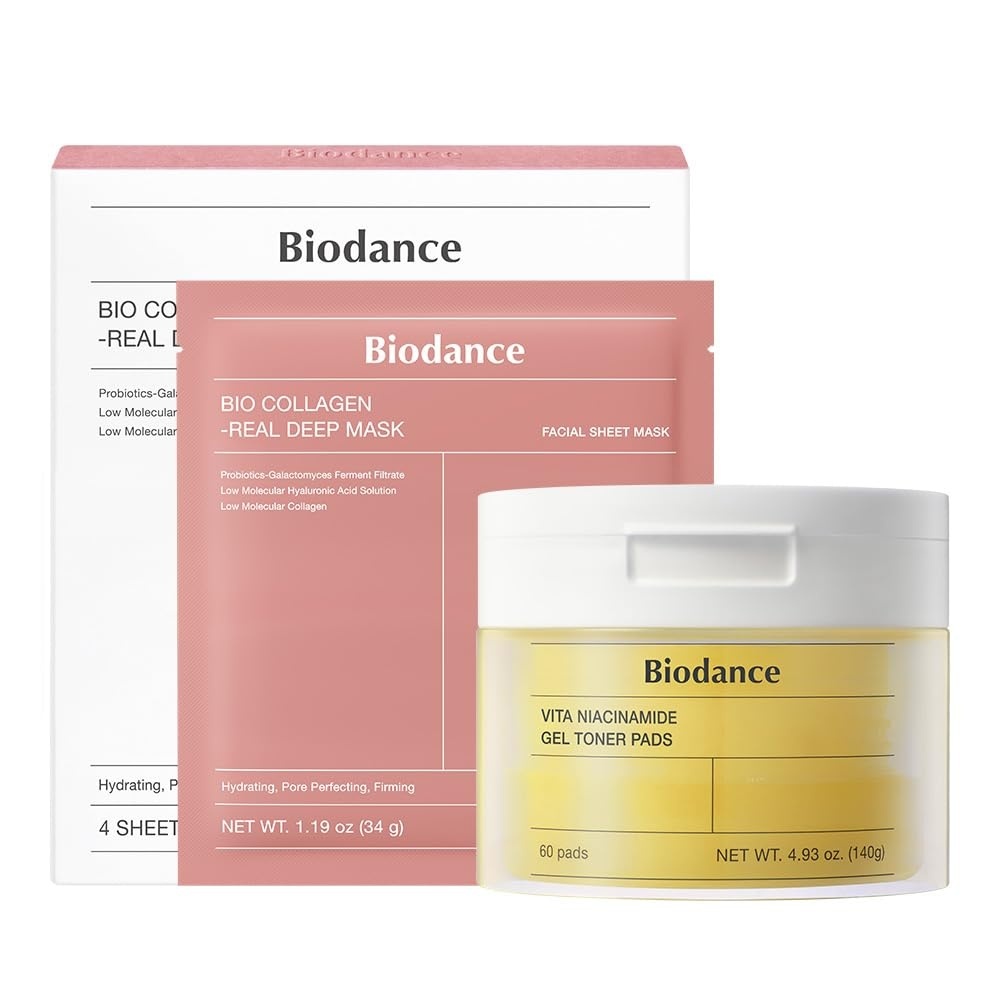 image:imageBIODANCE Radiance amp Firming Duo Vita Niacinamide Gel Toner Pads and BioCollagen Real Deep Mask for Glass Skin Brightening PoreMinimizing Korean Skin Care Skin Care Set