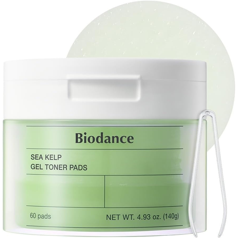 image:imageBiodance Sea Kelp Gel Toner Pads Calming Toner Pads for Sensitive Skin Oil amp Sebum Control Refreshing Blemish Care PreSoaked Pads Korean Skin Care60 PadsSea Kelp