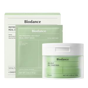 BIODANCE Sea Kelp Day & Night Gel Duo: Sea Kelp Mask & Toner Pads Set, Calming, Soothing, Oil Sebum Control for Sensitive Oily Skin, Korean Skin Care, Skin Care Set