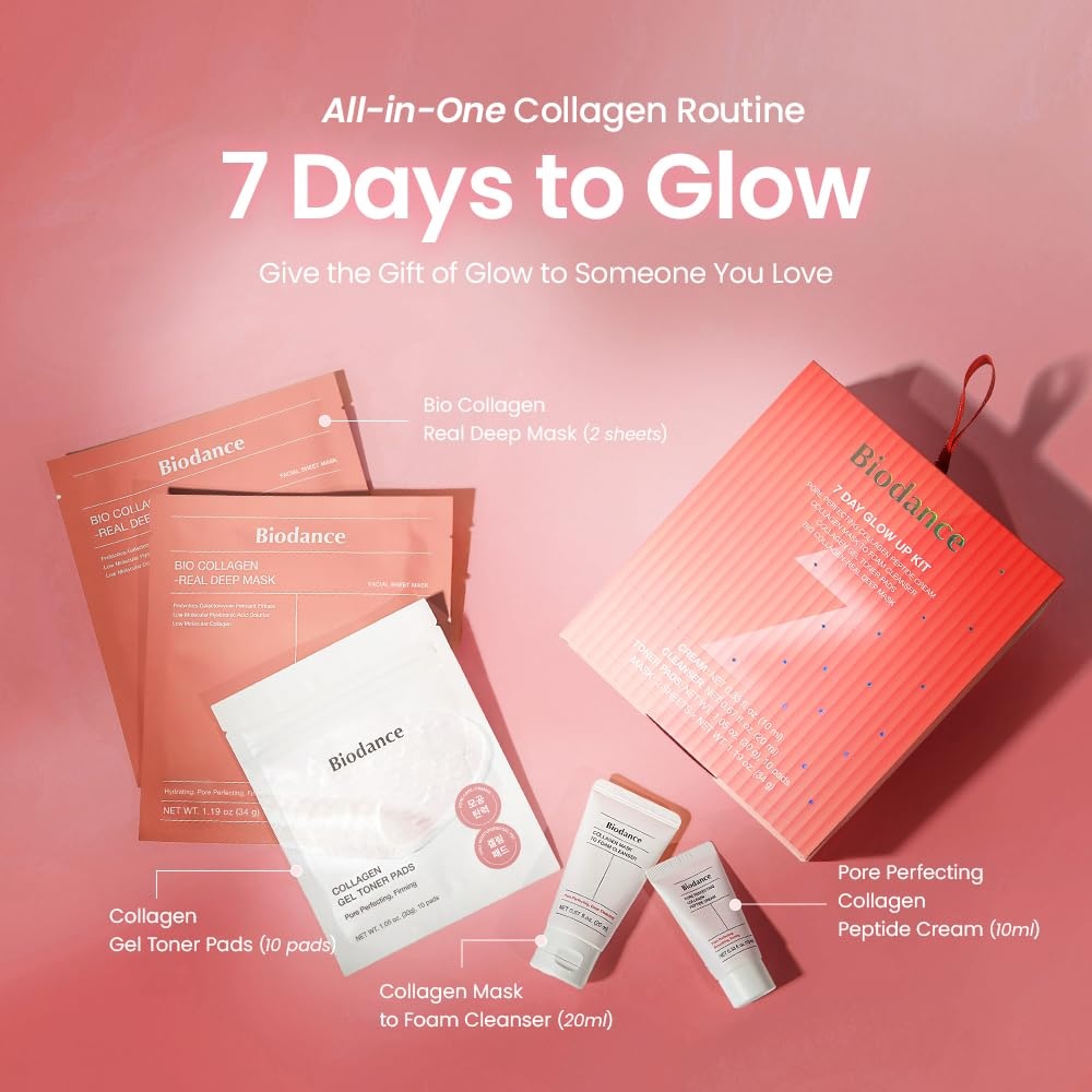 image:imageBIODANCE 7 Day Glow Up Kit Collagen Gift Set for GlassSkin Korean Skin Care with Cleanser Toner Pads Moisturizer Gel Masks AllinOne Skin Care Set Mothers Day Gifts