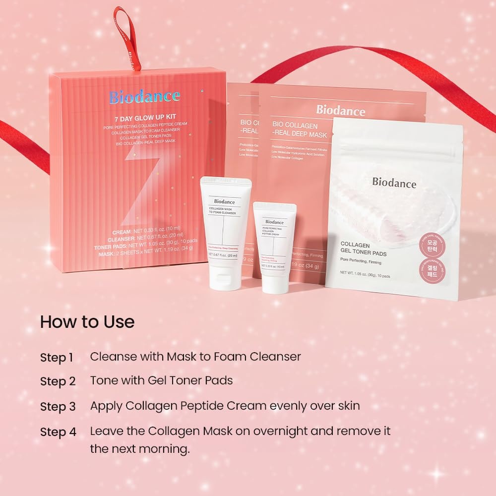 image:imageBIODANCE 7 Day Glow Up Kit Collagen Gift Set for GlassSkin Korean Skin Care with Cleanser Toner Pads Moisturizer Gel Masks AllinOne Skin Care Set Mothers Day Gifts