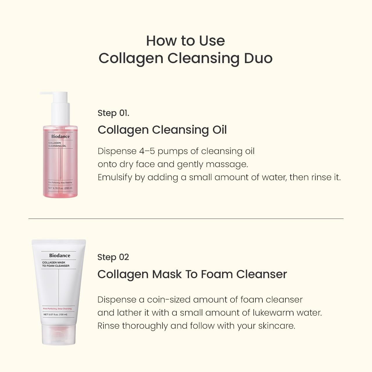 image:imageBIODANCE Collagen Cleansing Duo 2in1 Pore Mask to Foam Cleanser amp Gentle Cleansing Oil Set Facial Wash and Makeup Remover for Sensitive Skin Korean Skin Care Skin Care Set