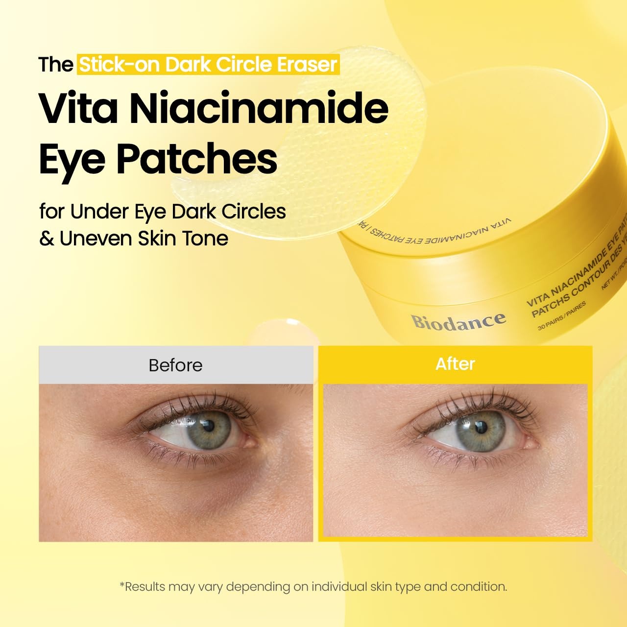 image:imageBIODANCE Hydrogel Eye Patches for Under Eye Vita Niacinamide 60 Count Dull Spot Patches for Face amp Uneven Skin Tone Travel Essentials Self Care Gifts for Women Korean Skin CareVita