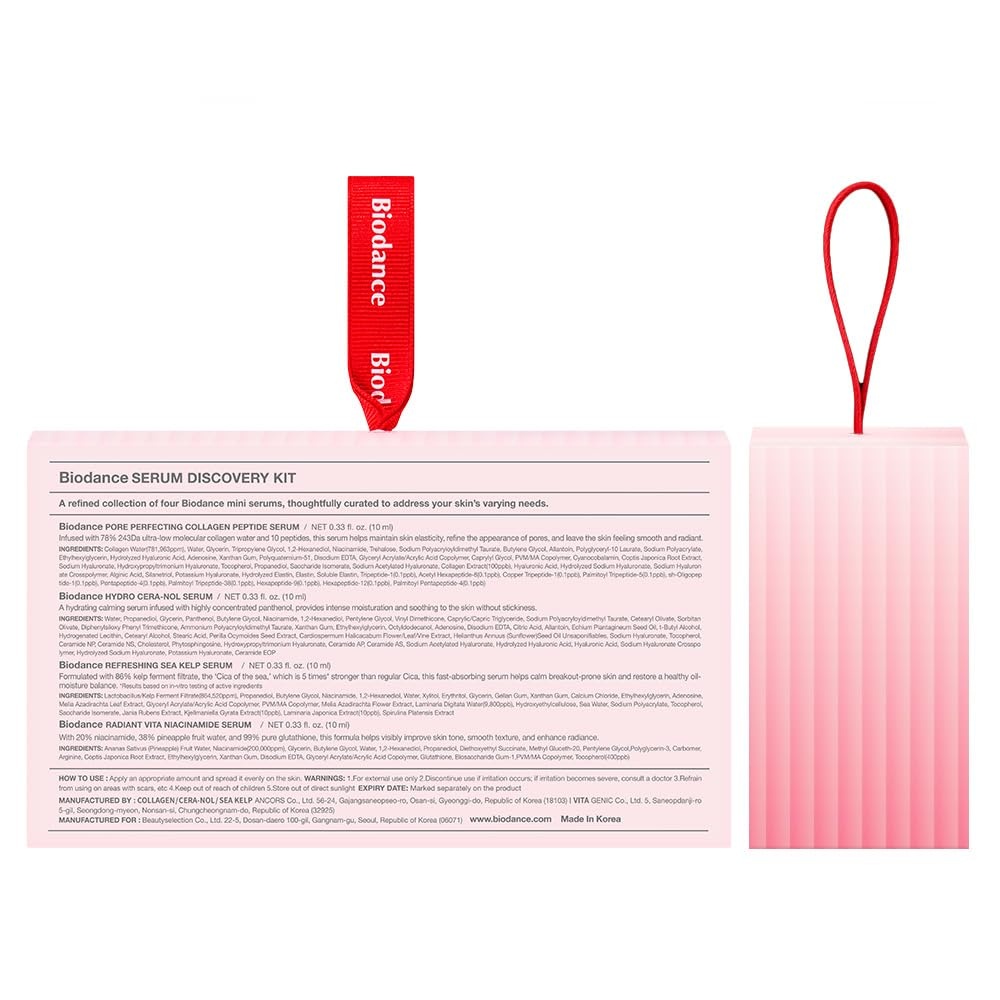 image:imageBIODANCE Serum Discovery Set 4 Mini Serums Set Korean Skin Care with Collagen Peptide Ceramide Panthenol Sea Kelp Vitamin C Niacinamide Skin Care Set 10ml x 4 Serums