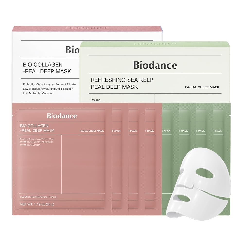 image:imageBIODANCE Clear Glow Mask Duo Bio Collagen amp Sea Kelp Real Deep Mask Gel Face Mask Set for Glass Skin Pluming Calming Korean Skincare Set Korean Skin Care Facial Mask Set