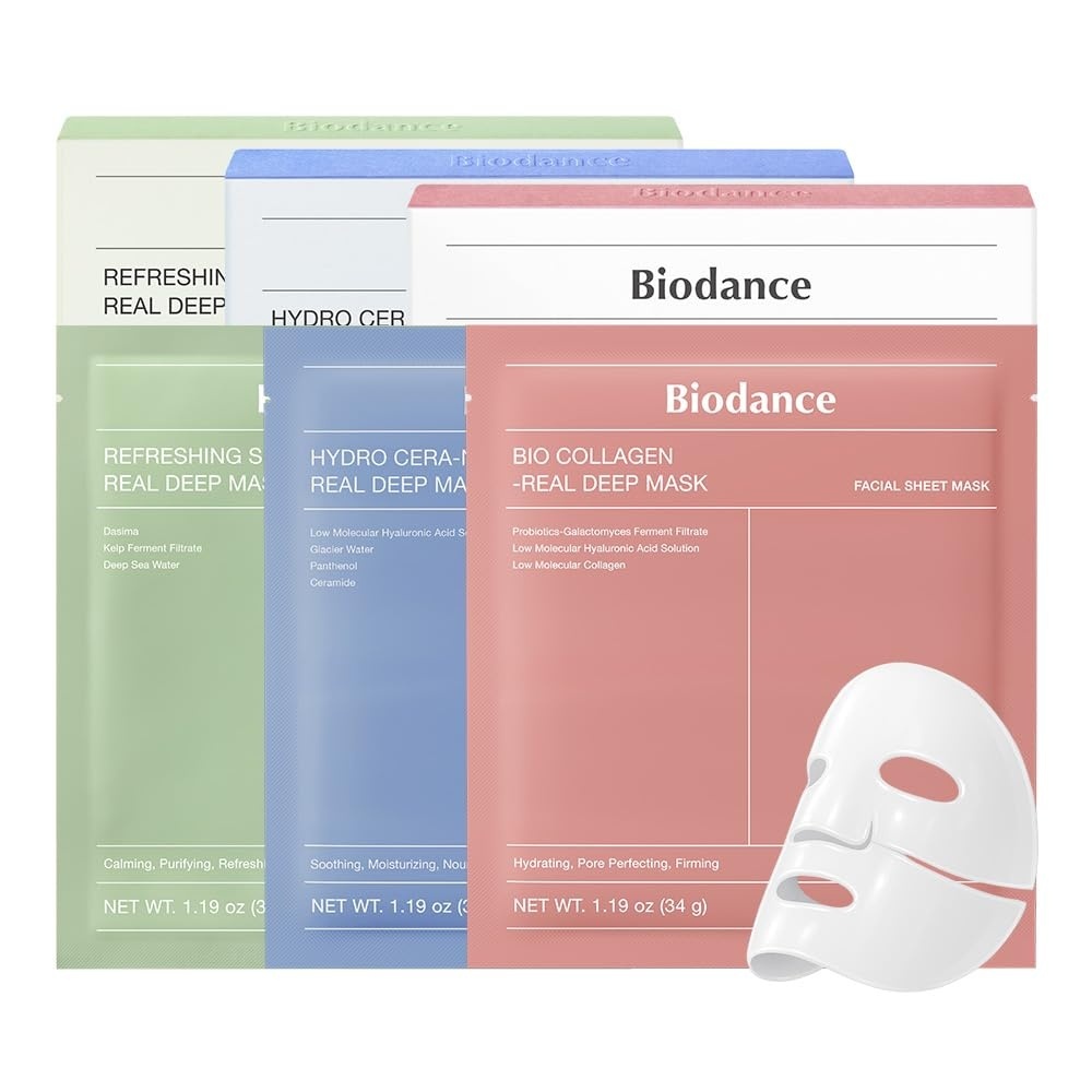 image:imageBIODANCE Triple Solution Trio Bio Collagen amp Ceramide Panthenol amp Sea Kelp Real Deep Mask Set Firming Hydrating Claming Kit Korean Skin CareSkin Care Set
