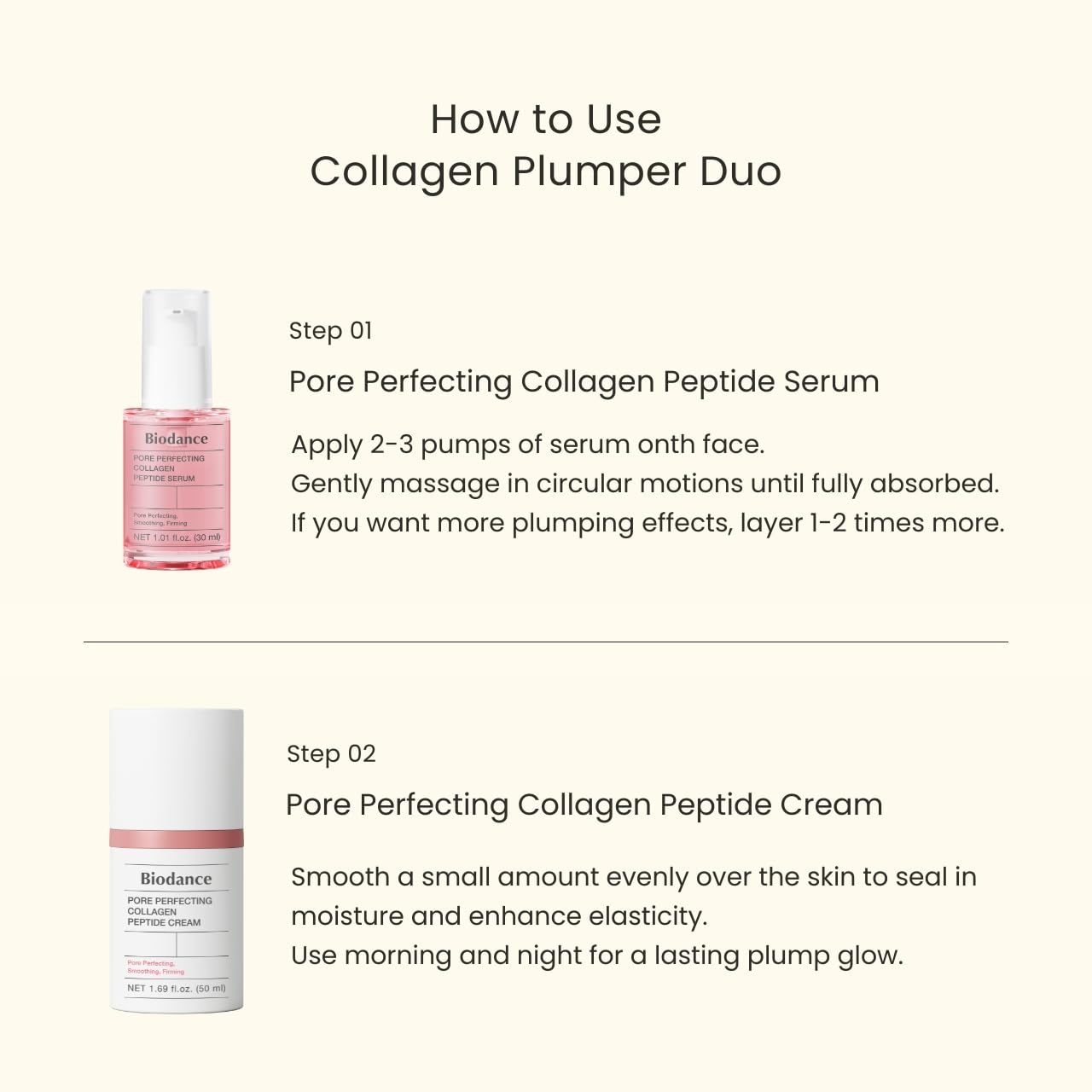image:imageBIODANCE Collagen Plumper Duo Pore Perfecting Collagen Peptide Serum amp Facial Moisturizer Korean Skincare Set for Plumping Glass Skin Korean Skin Care Skin Care Set