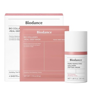 BIODANCE Collagen Glass Skin Duo: Collagen Real Deep Mask & Pore Perfecting Peptide Cream Bundle for Plumping Hydration, Firming, Korean Skin Care, Skin Care Set