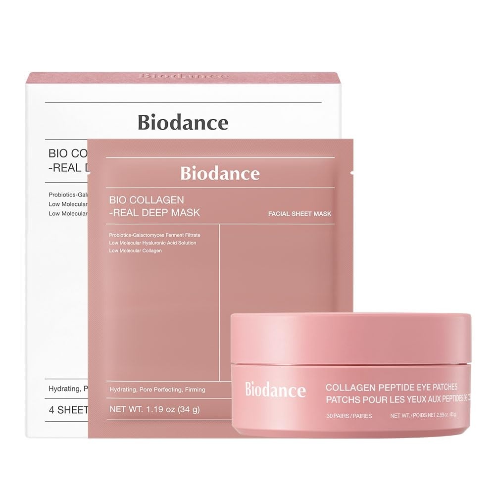 image:imageBIODANCE Collagen AntiAging Set Bio Collagen Real Deep Mask amp Collagen Peptide Eye Patches Set for Face amp Smile Lines Korean Skin Care Skin Care Gift Set